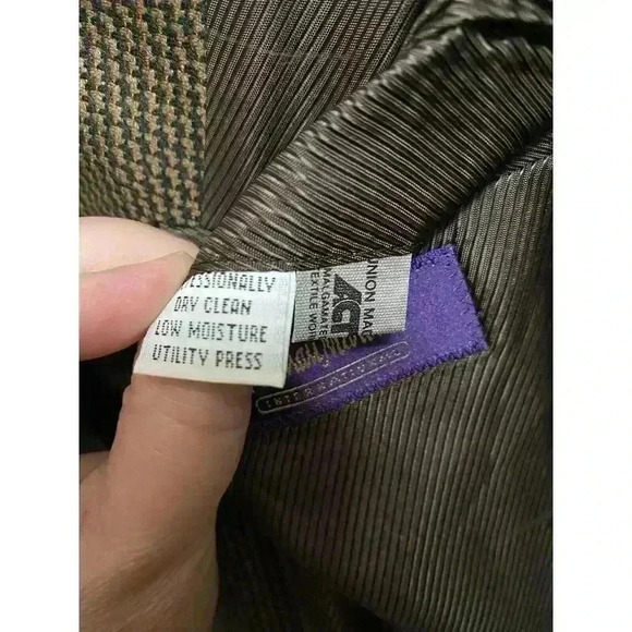 Vintage Neiman Marcus Men's Wool Blazer Jacket Brown Houndstooth Double Button - Picture 10 of 11